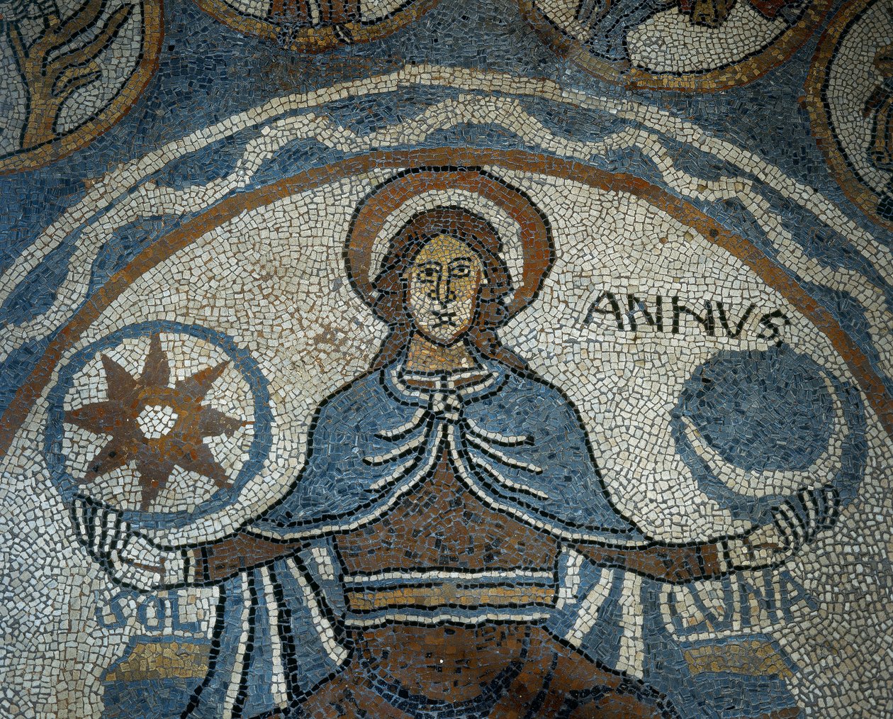 Pavimento a mosaico che raffigura i mesi dell