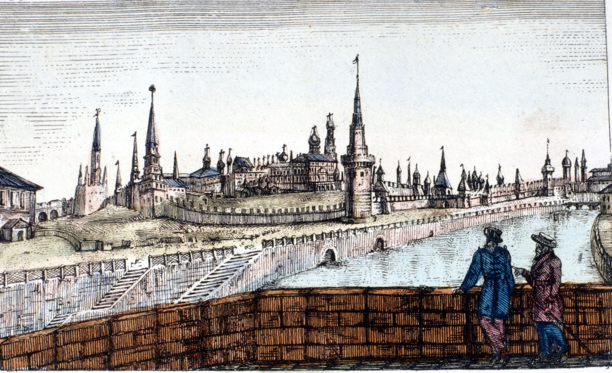 Mosca, la Moscova. Incisione da Unknown artist