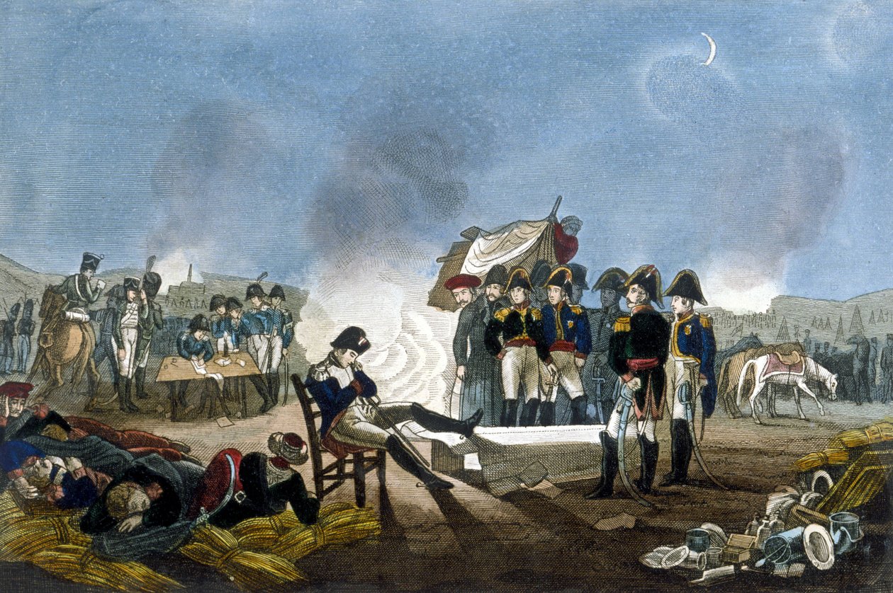 Napoleone I Bonaparte che dorme nel bivacco alla vigilia della Battaglia di Austerlitz il 1 dicembre 1805 da Unknown artist