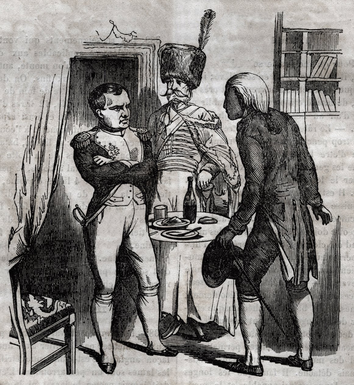 Napoleone I in presenza di Jean Nicolas Corvisart (1755-1821) medico. Incisione inglese in "La Santé Universelle - Guide Médical des Familles" 1852 da Unknown artist