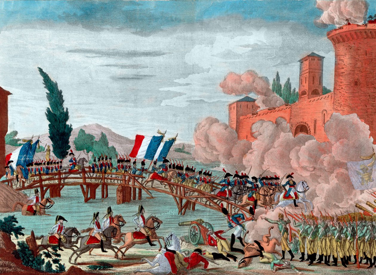Napoleone guida il suo esercito attraverso il ponte di Lodi - Passaggio del ponte di Lodi in Italia dall