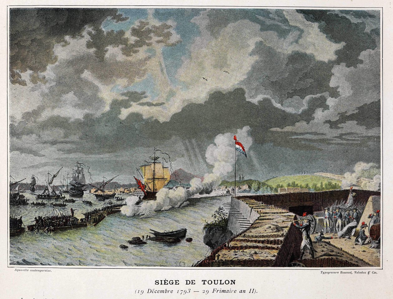 Battaglia navale: Assedio di Tolone 19/12/1793 - in "Le battaglie navali di Napoleone" da Unknown artist