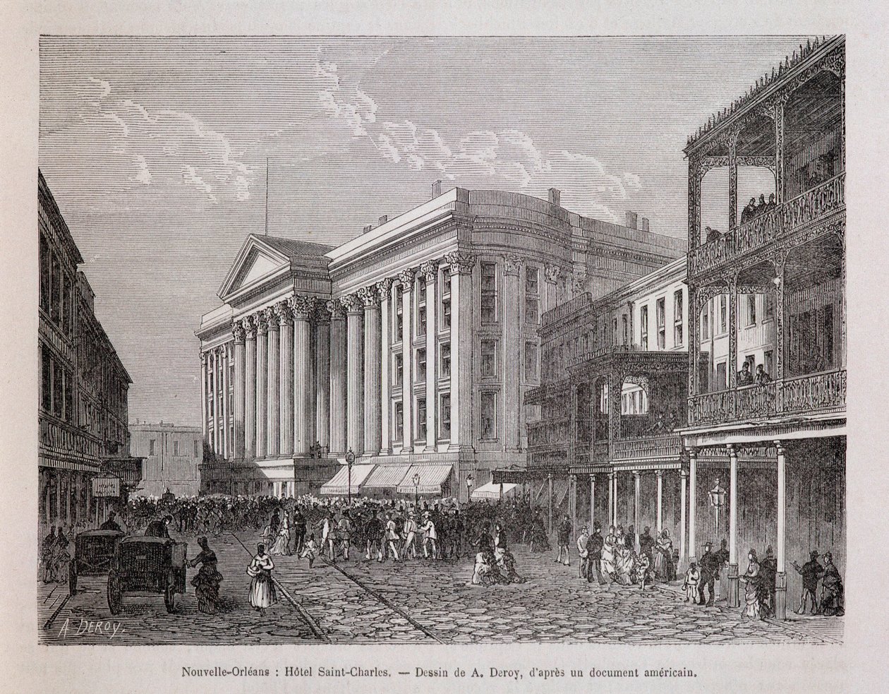 New Orleans: Hotel Saint-Charles - in "Le tour du monde", 2° semestre 1876 da Unknown artist