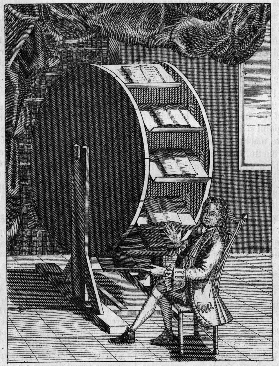 Nicolas Grollier de Servière (1596-1689), inventore francese, al suo tavolo da lavoro. (Fac simile di un