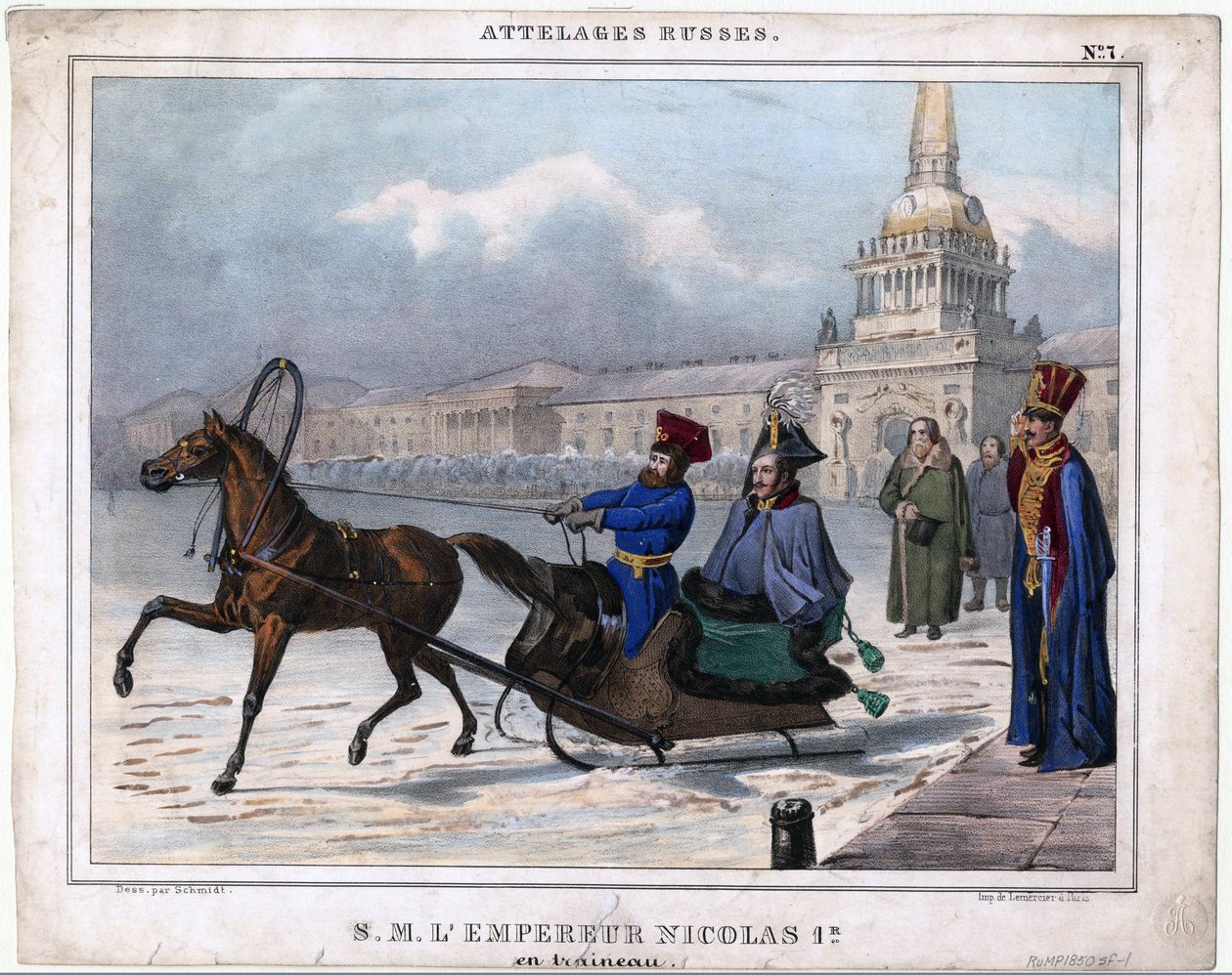 Nicola I in slitta - Anonimo - 1850 da Unknown artist