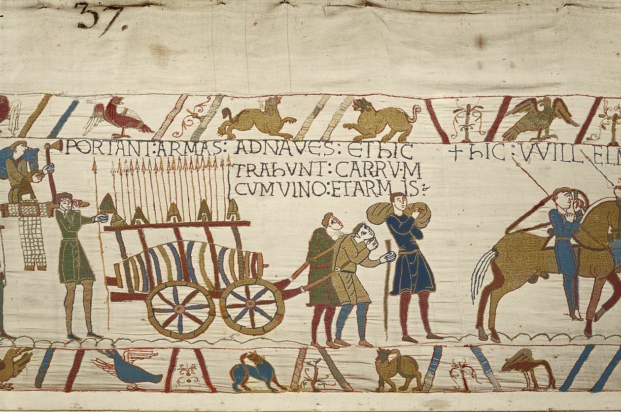 Normanni che tirano un carro carico di vino e armi, Arazzo di Bayeux da Unknown artist