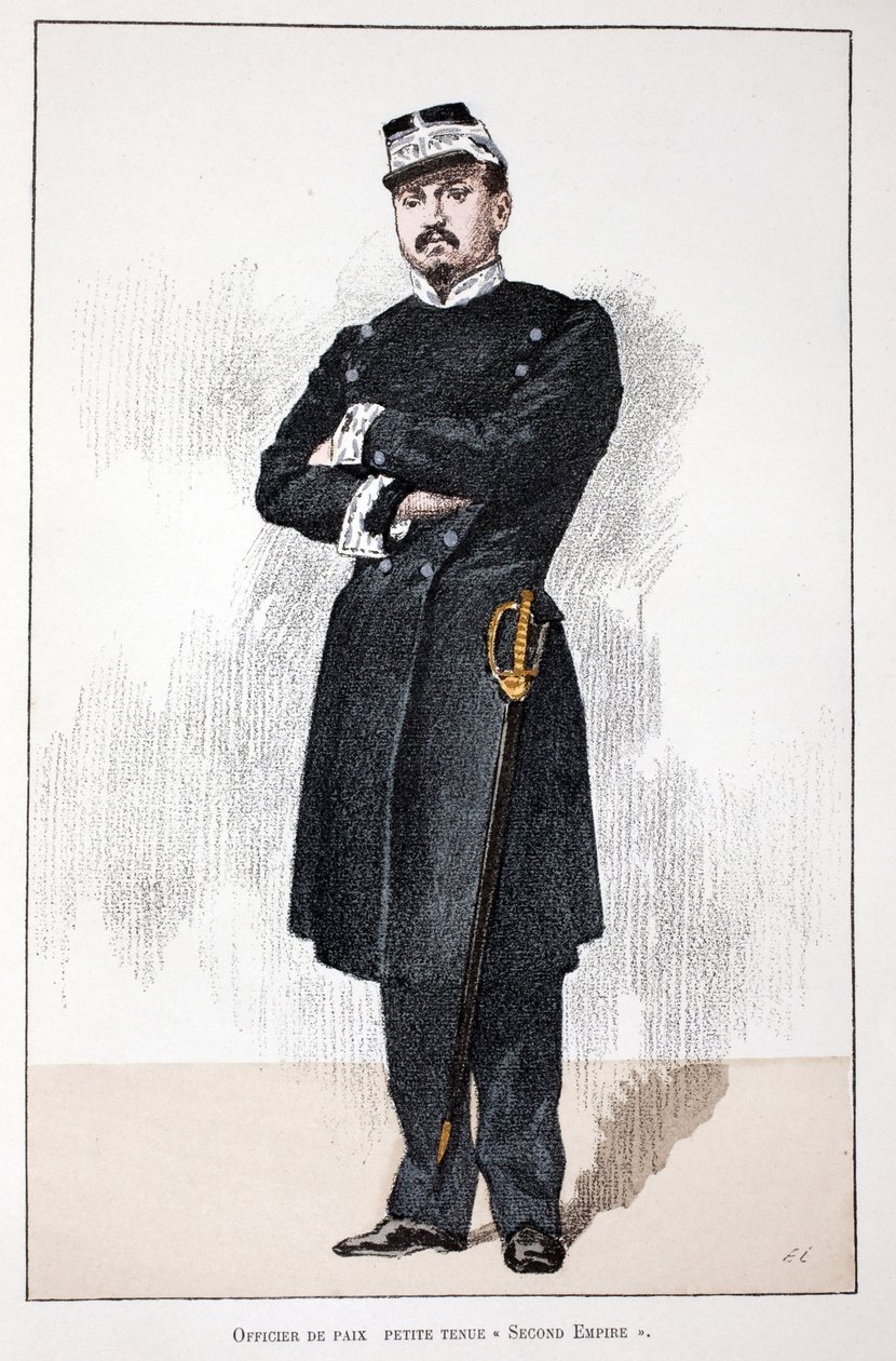 Ufficiale di pace, piccolo abito del Secondo Impero (1852-1870) (acquaforte a colori) da Unknown artist