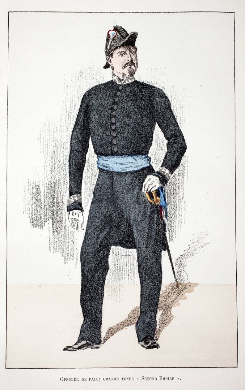 Ufficiale della Pace, Grande Secondo Impero (1852-1870). Acquaforte a colori, per illustrazione 