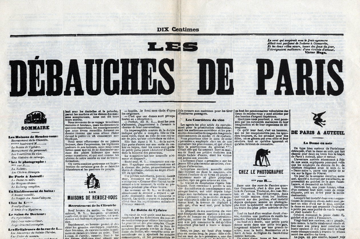 Uno dei giornali "Les debauches de Paris", fine XIX secolo da Unknown artist