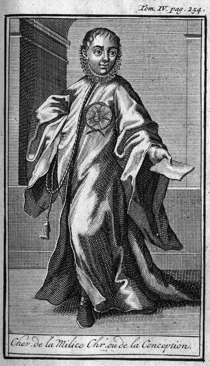 Ordini di cavalleria. Cavaliere della milizia cristiana o concezione in Germania nel XVII secolo. In 