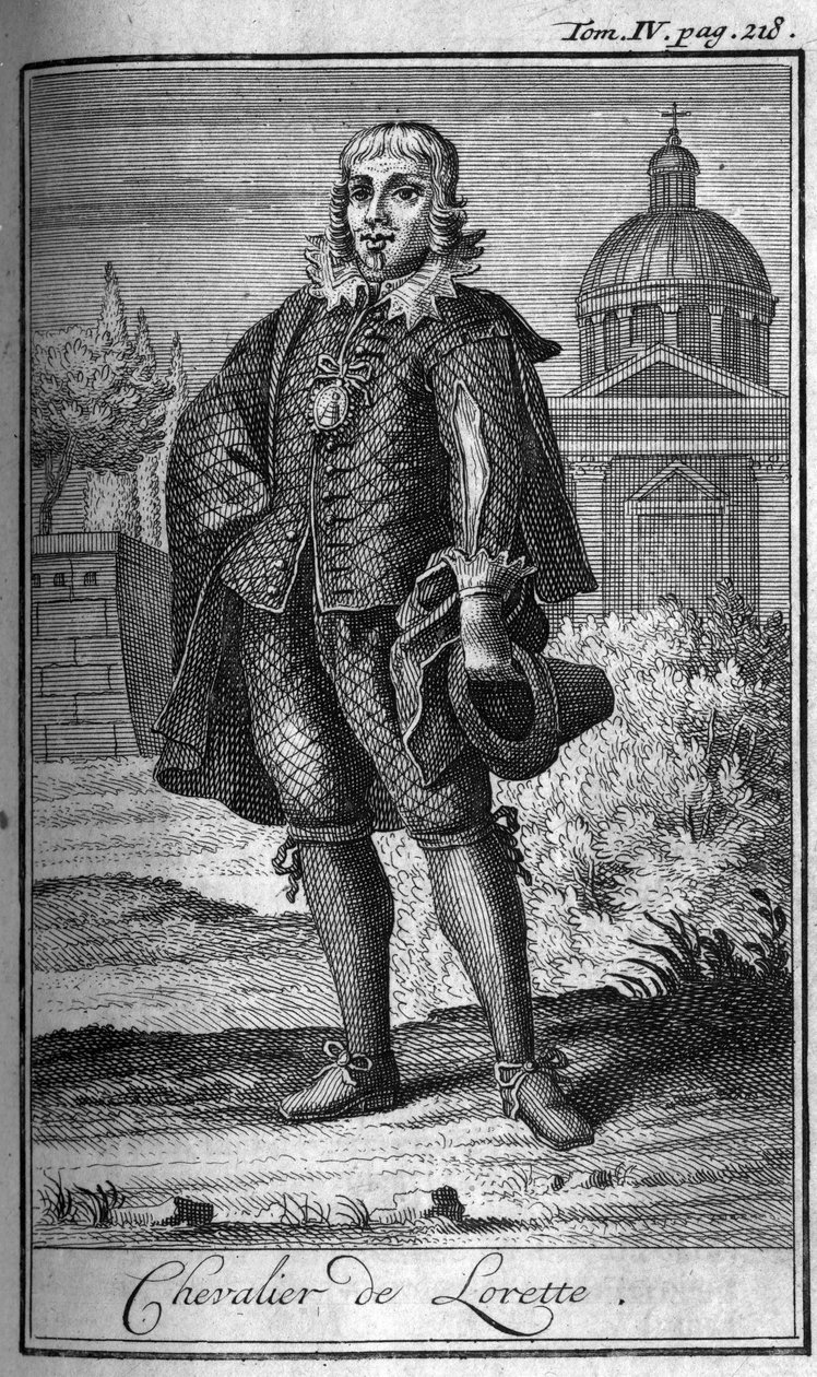 Ordini di Cavalleria. Cavaliere di Lorette in Francia nel XVI secolo. In "Storia degli ordini militari o cavalieri, delle milizie secolari e regolari di entrambi i sessi, che sono stati istituiti fino ad ora. Edizione tratta da Abate Giustiniani, R.P. Bona da Unknown artist