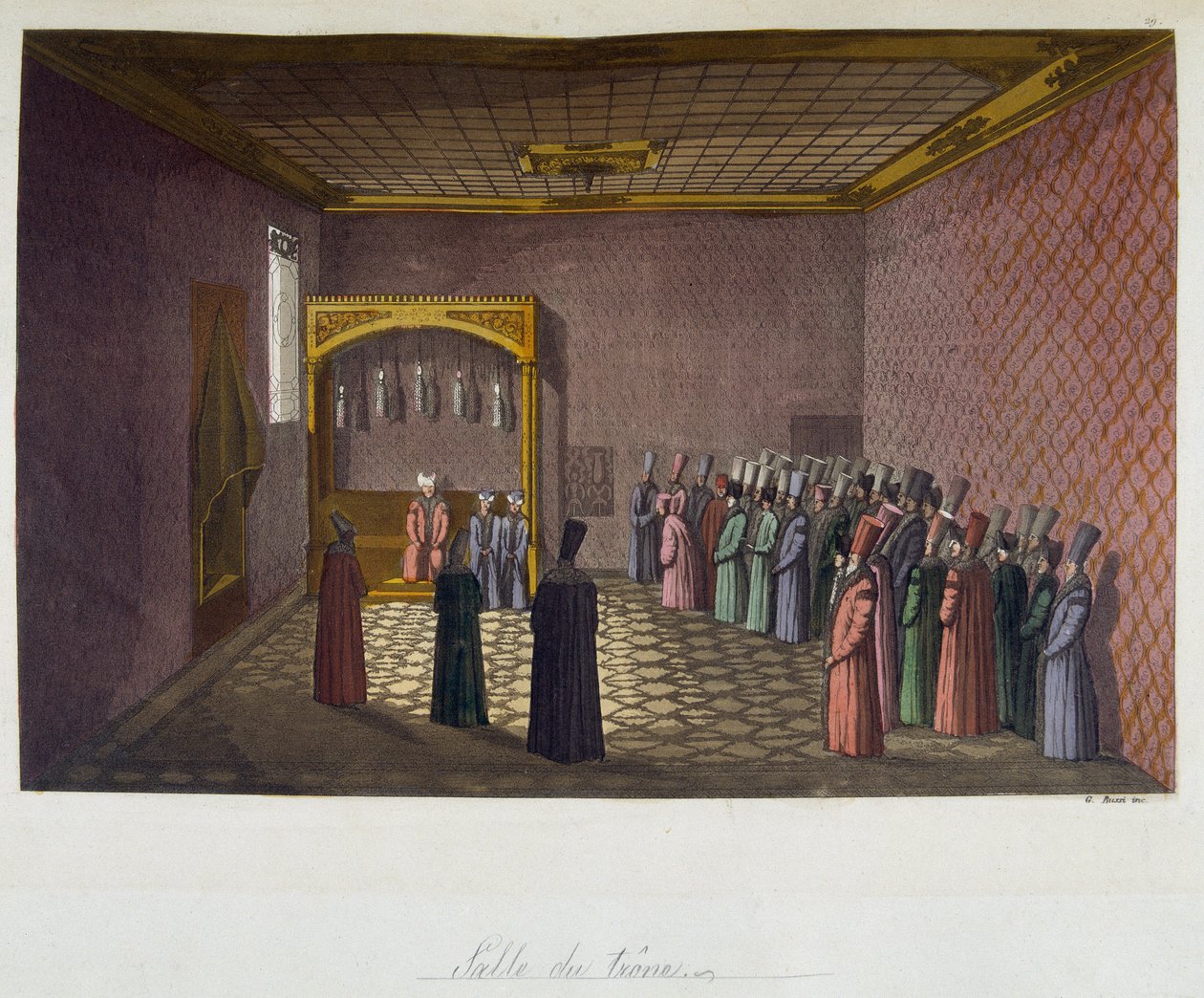 Impero Ottomano: La Sala del Trono - in "Il costume antico e moderno" di Ferrario, ed. Milano da Unknown artist