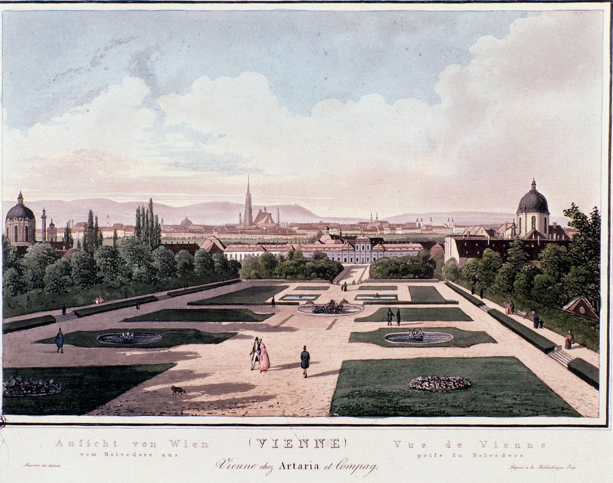 Veduta di Vienna dal Belvedere, Austria. Incisione del 1830 Collezione privata da Unknown artist