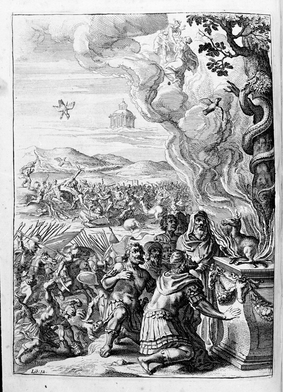 Ovidio - illustrazione per il libro 15 - nota di Thomas Farnaby da Unknown artist