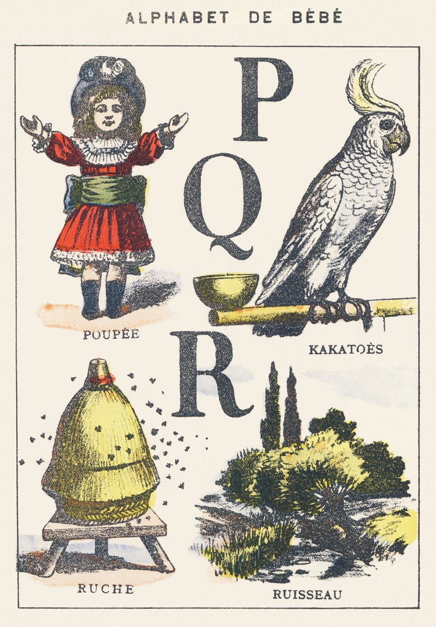 P Q R: bambola, cachi, alveare, ruscello da Unknown artist