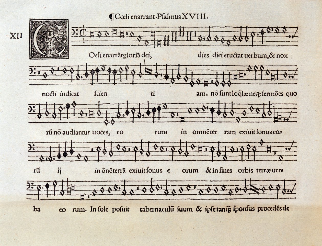 Pagina della partitura musicale di Coeli enarrant salmo XVIII di Willaert (1538) da Unknown artist