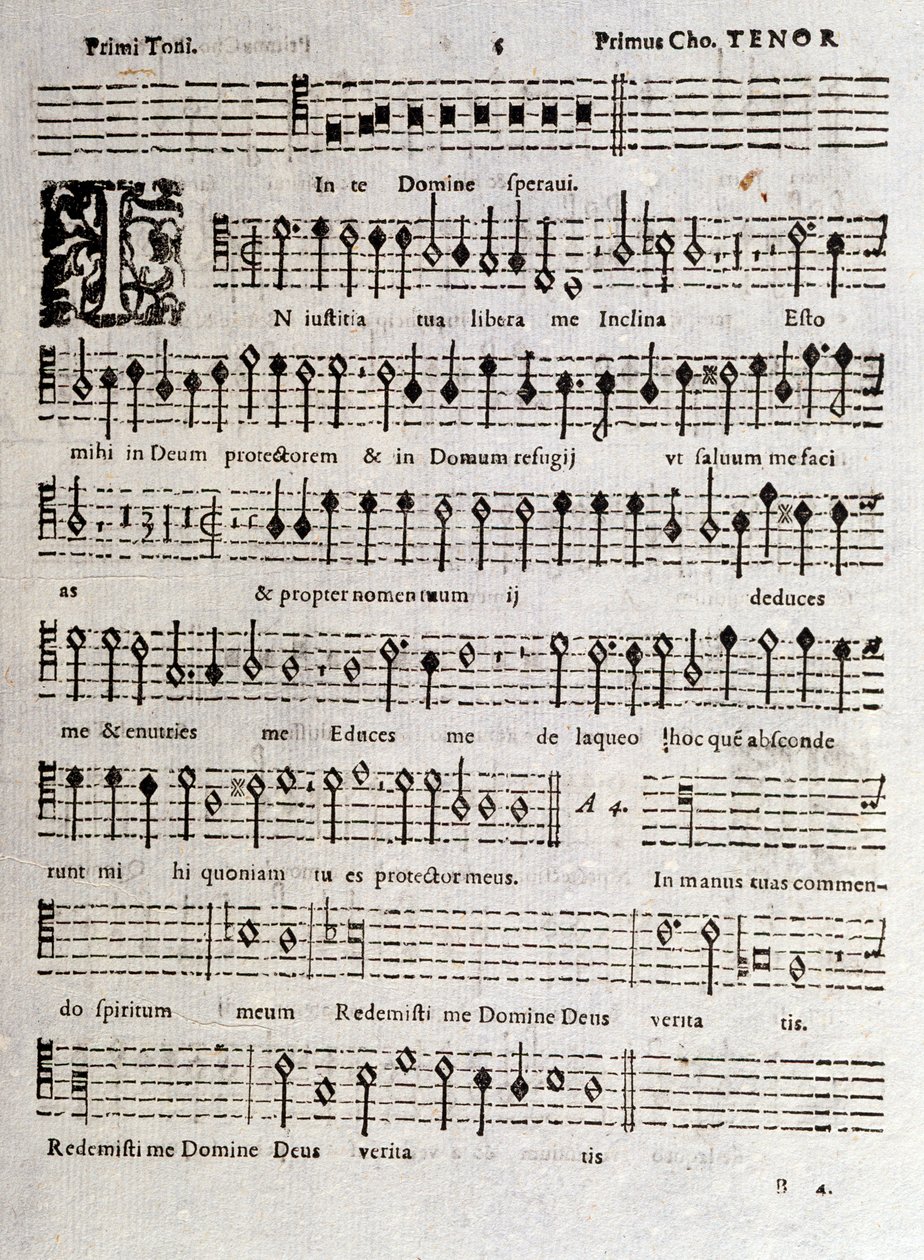 Pagina della partitura musicale dei Salmi (op 16) di Ludovico Viadana da Unknown artist