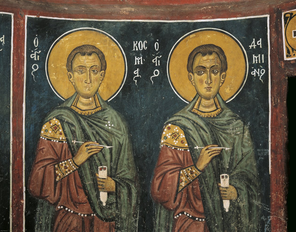 Dipinti di San Cosma con San Damiano, Chiesa di Panagia Ties Asinou, Nikitart, Cipro da Unknown artist