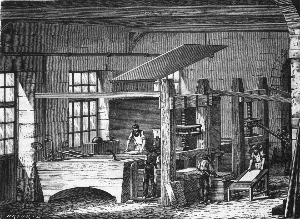 Fabbricazione della carta nel XIX secolo da Unknown artist