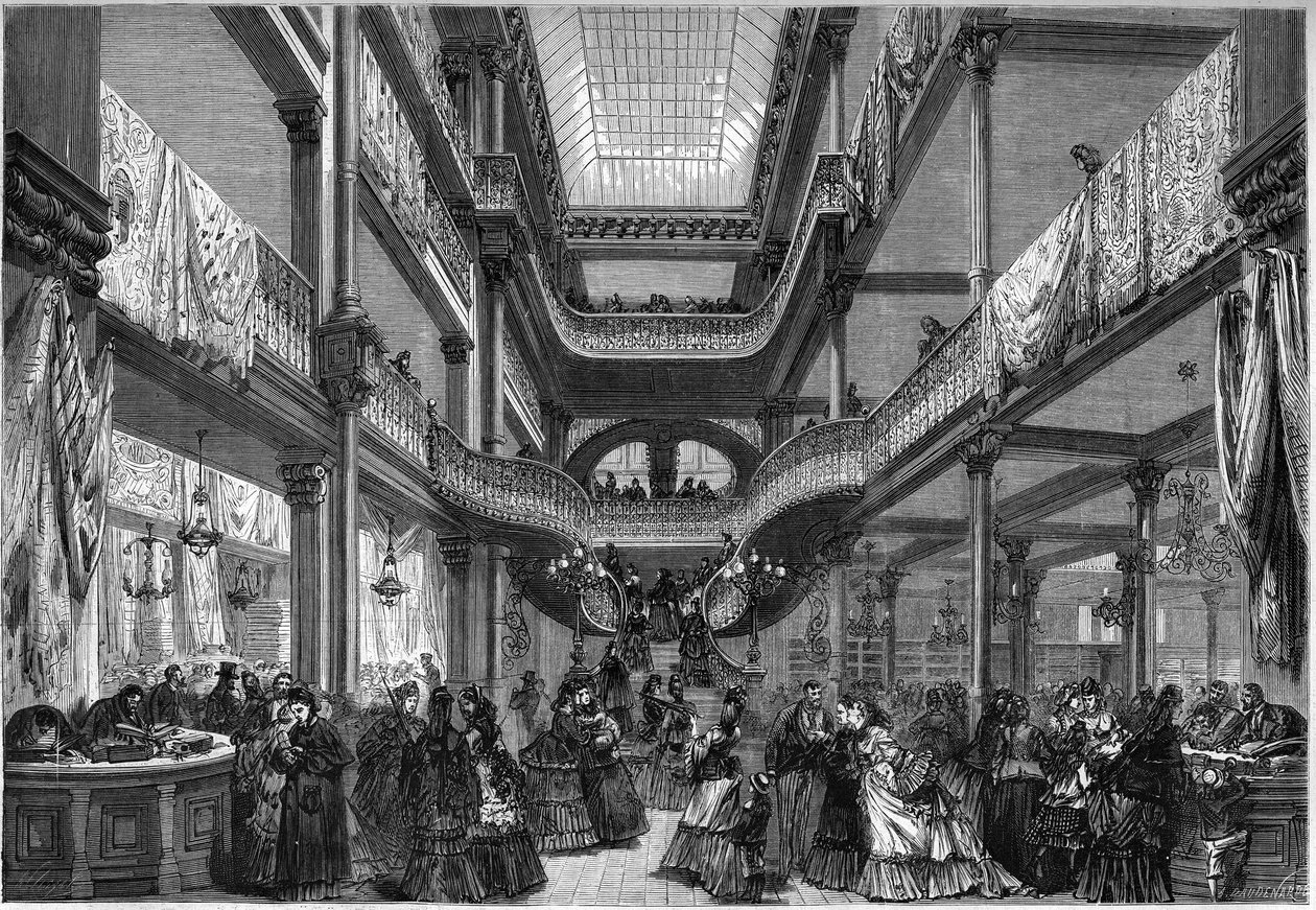 Parigi 1872: interno dei nuovi negozi, "A buon mercato" da Unknown artist