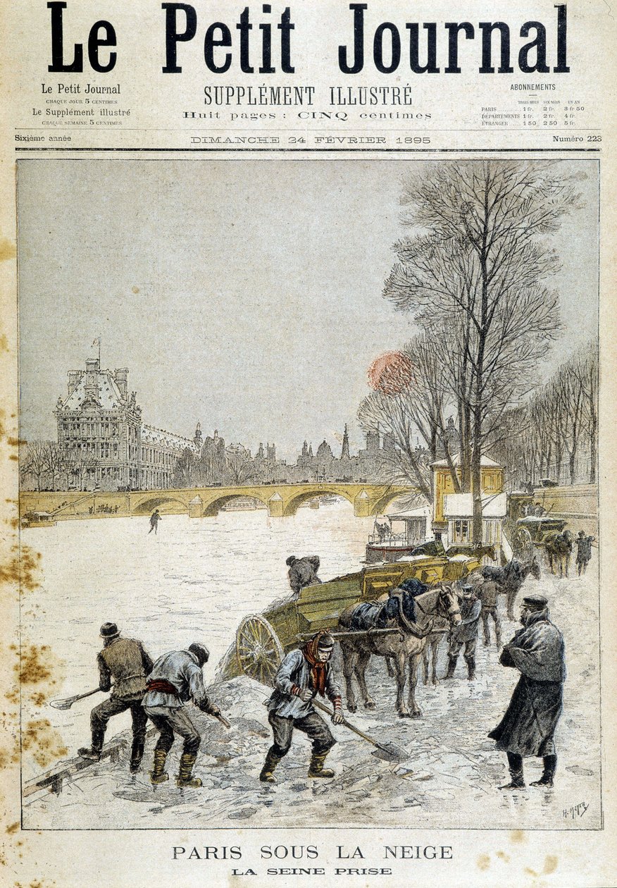 Parigi sotto la neve: la Senna ghiacciata - in “Le Petite Journal” del 24/02/1895 da Unknown artist