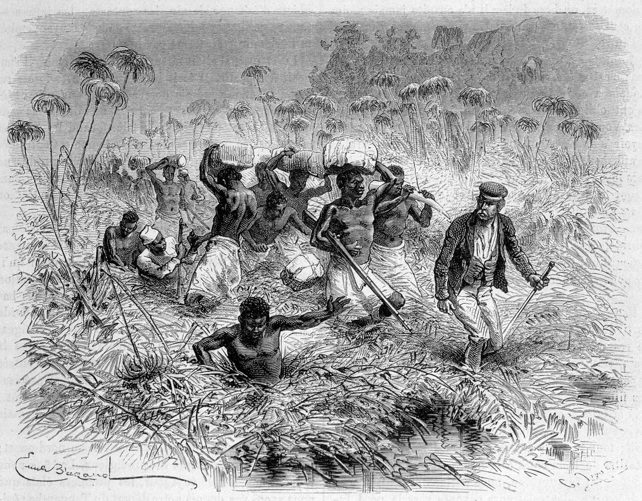 Passaggio della Chisera da parte di Livingstone e dei suoi portatori - "L