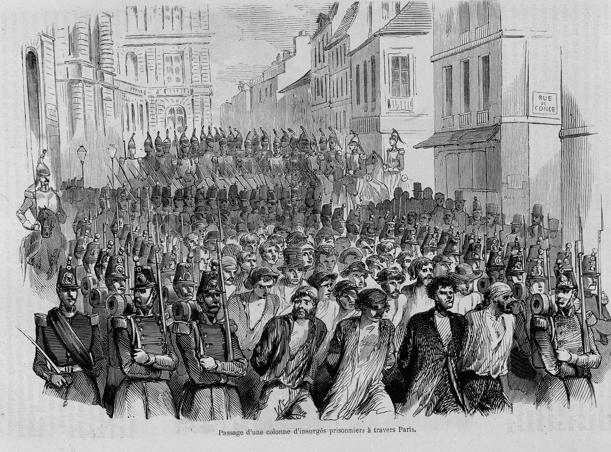 Passaggio di una colonna di prigionieri insorti attraverso Parigi, rivoluzione del 1848 da Unknown artist