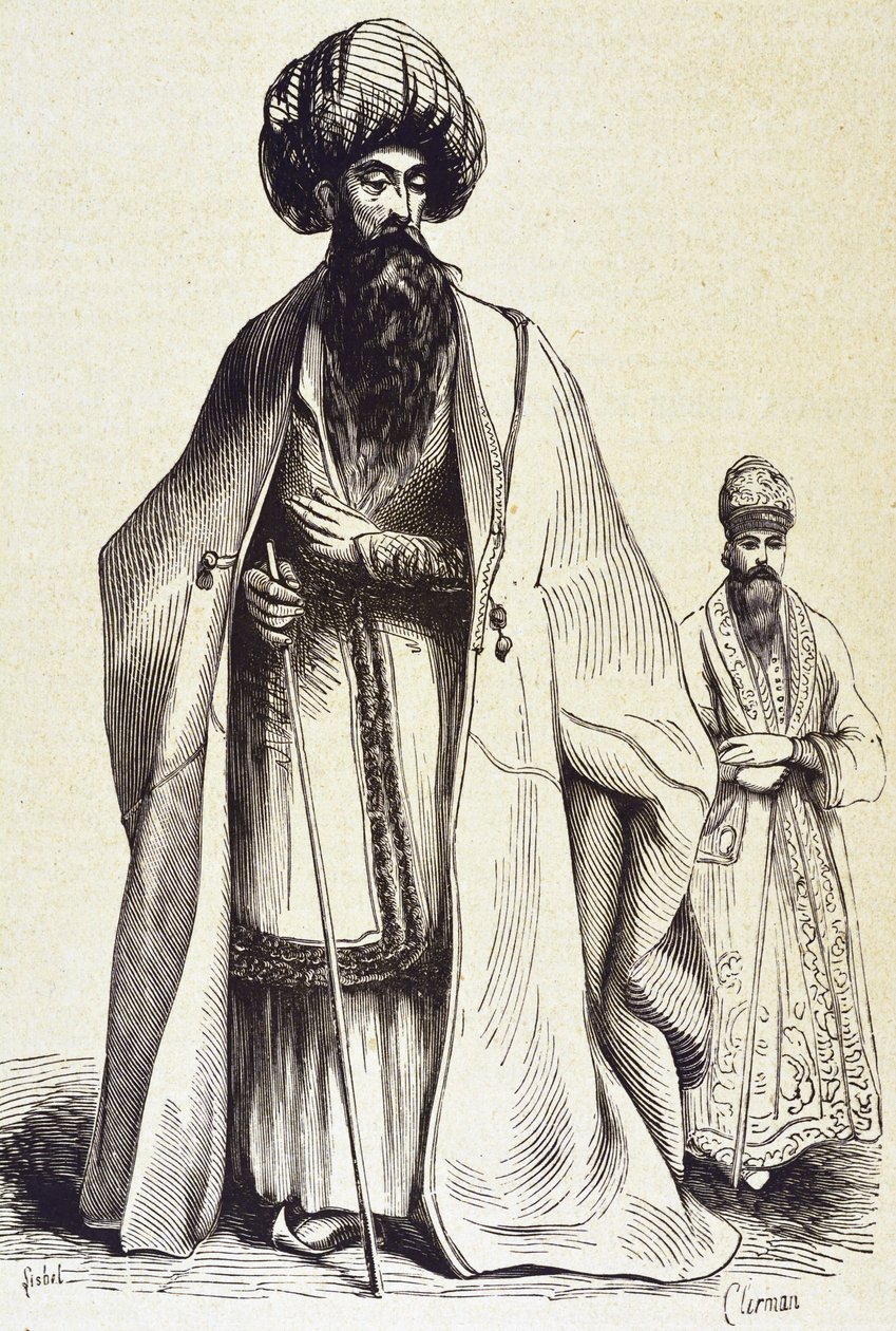 Persia (XIX secolo). Mollach e maestro di cerimonie. Incisione. Collezione privata da Unknown artist
