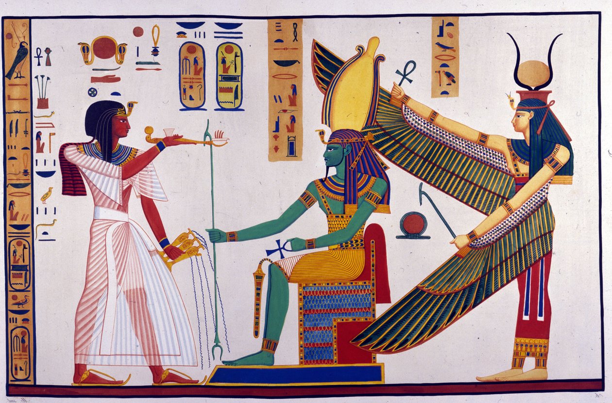 Il faraone Ramses IV fa offerte a Ptah-Sokar-Osiride. Dietro Osiride c