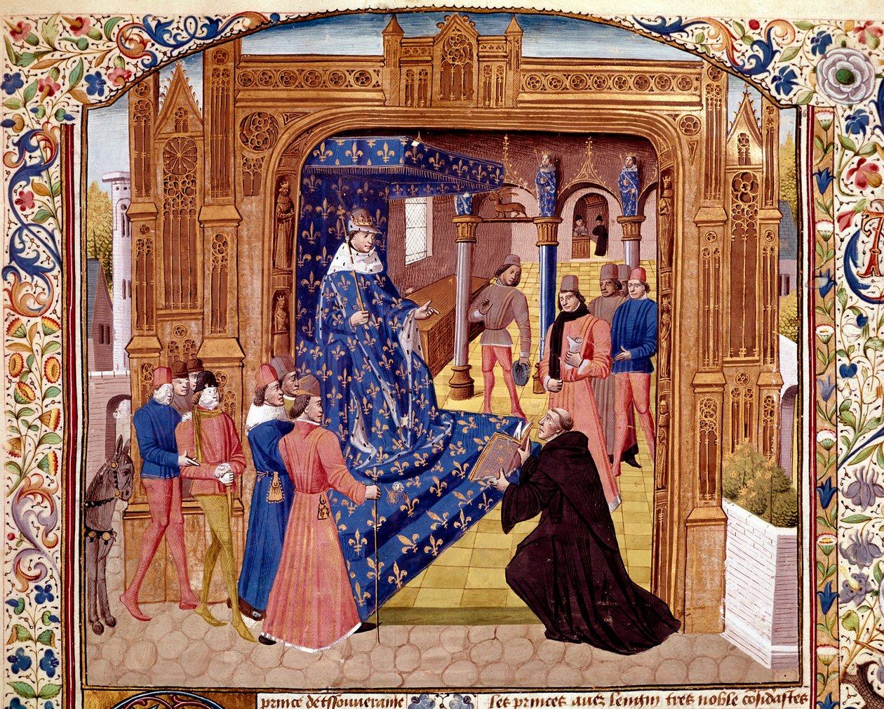 Pierre de Bressuire offre il suo libro a Giovanni II il Buono sull