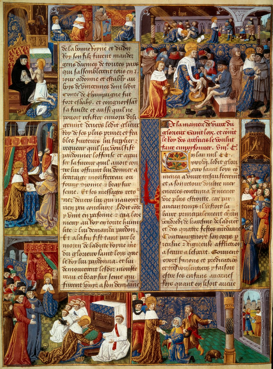 Scena di pietà: Re Luigi IX (1214-1270) (San Luigi) lava i piedi ai poveri da Unknown artist