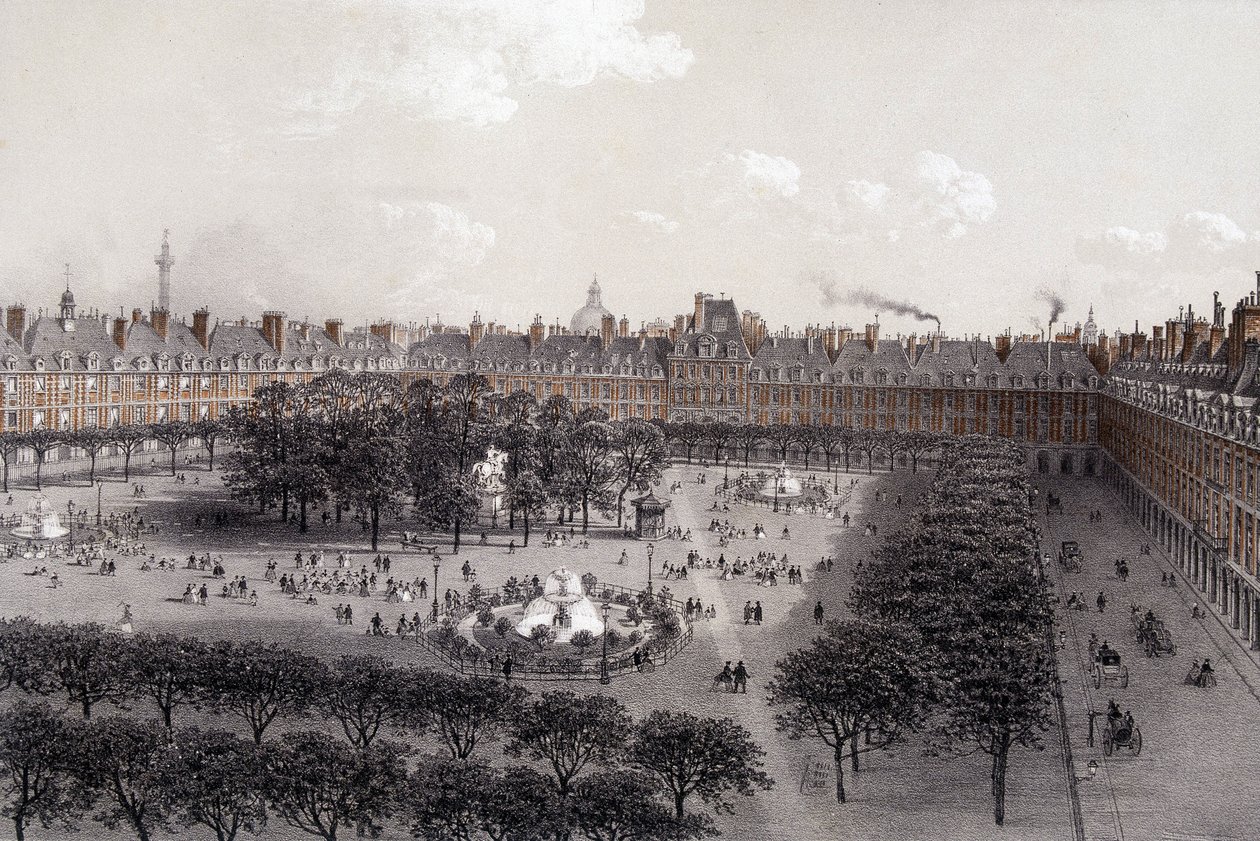 Place Royale (ora Place des Vosges) a Parigi alla fine del XIX secolo da Unknown artist