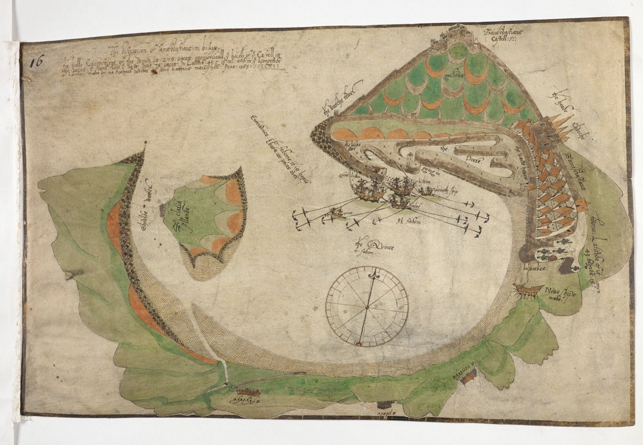 Piano della città e del porto di San Sebastian, disegnato da Richard Poulter, giugno 1585 da Unknown artist