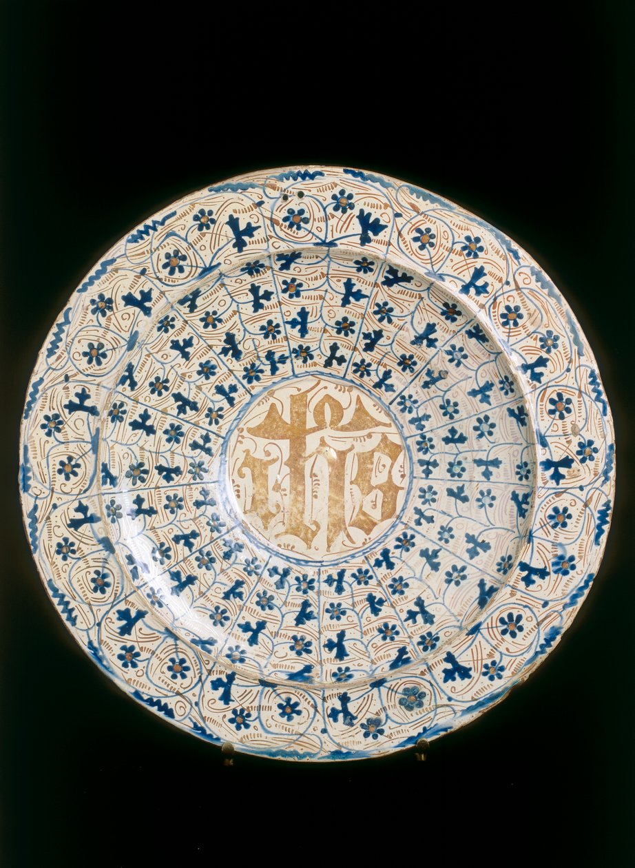 Piatto con monogramma cristallizzato, manifattura di Valencia da Unknown artist