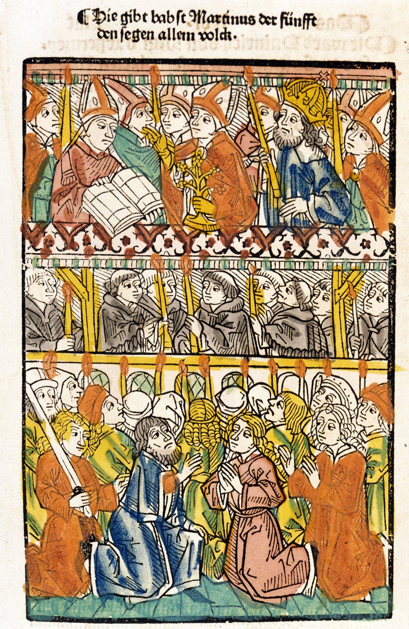 Papa Martino V (1368 - 1431) eletto al Concilio di Costanza (1417) ponendo fine al grande scisma d