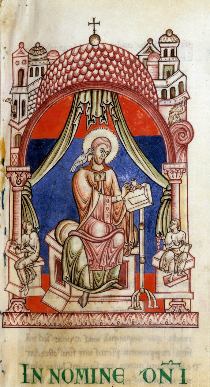 Papa San Gregorio I il Grande circondato da due segretari da Unknown artist
