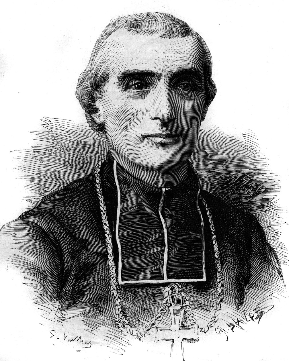 Ritratto di Adolphe Perraud (1828-1906), ecclesiastico e accademico francese. Incisione in "Le Monde Illustré" n.1316 del 17 giugno 1882 da Unknown artist