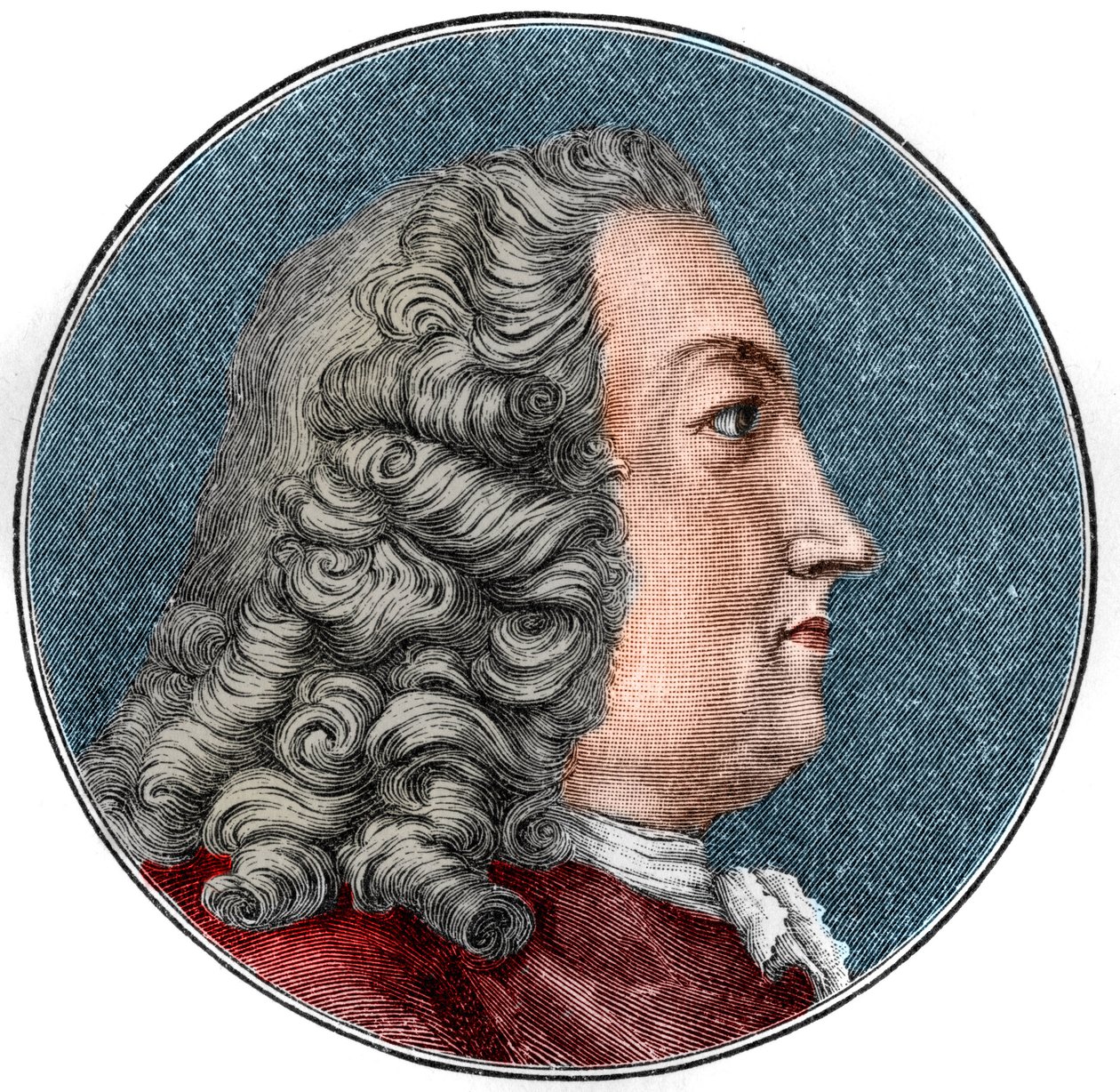 Ritratto di Albrecht von Haller medico, fisiologo e botanico svizzero (1708-1777). Incisione da Unknown artist