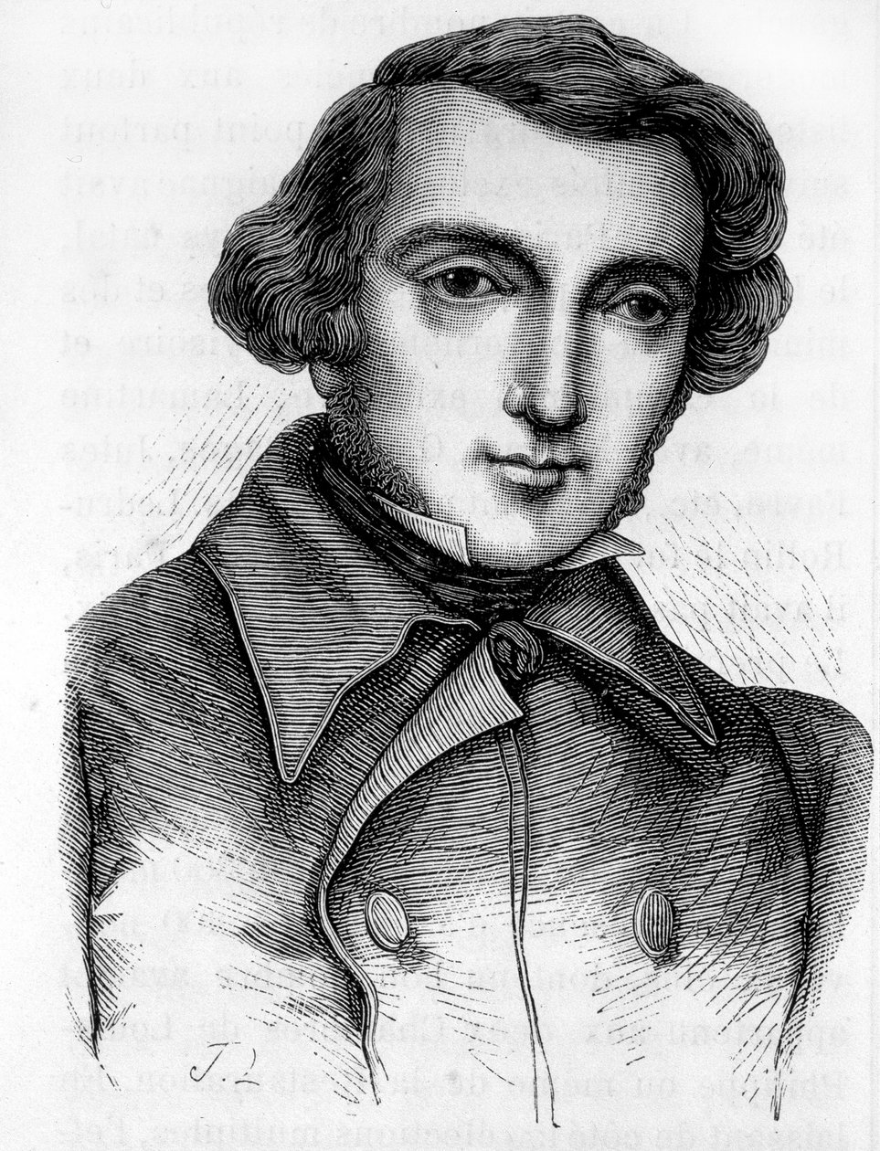 Ritratto di Alexis de Tocqueville (1805 - 1859), storico e politico francese. Incisione del XIX secolo da Unknown artist