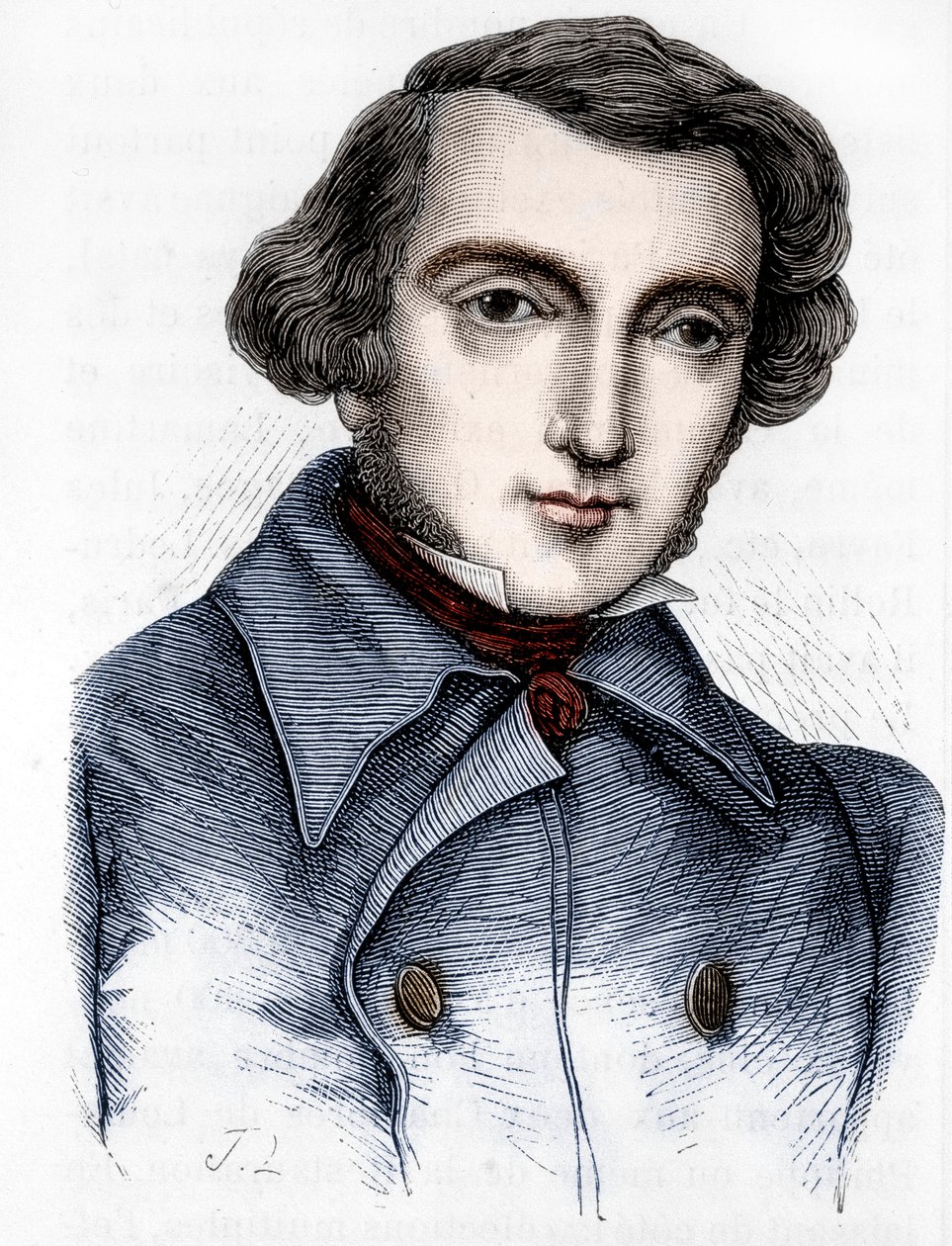 Ritratto di Alexis de Tocqueville (1805-1859), storico e politico francese. Incisione del XIX secolo da Unknown artist