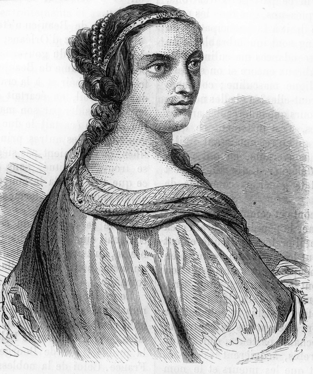 Ritratto di Anna di Beaujeu, Anna di Francia (1462-1522), duchessa di Borbone, figlia di Luigi XI. Incisione del XIX secolo. da Unknown artist
