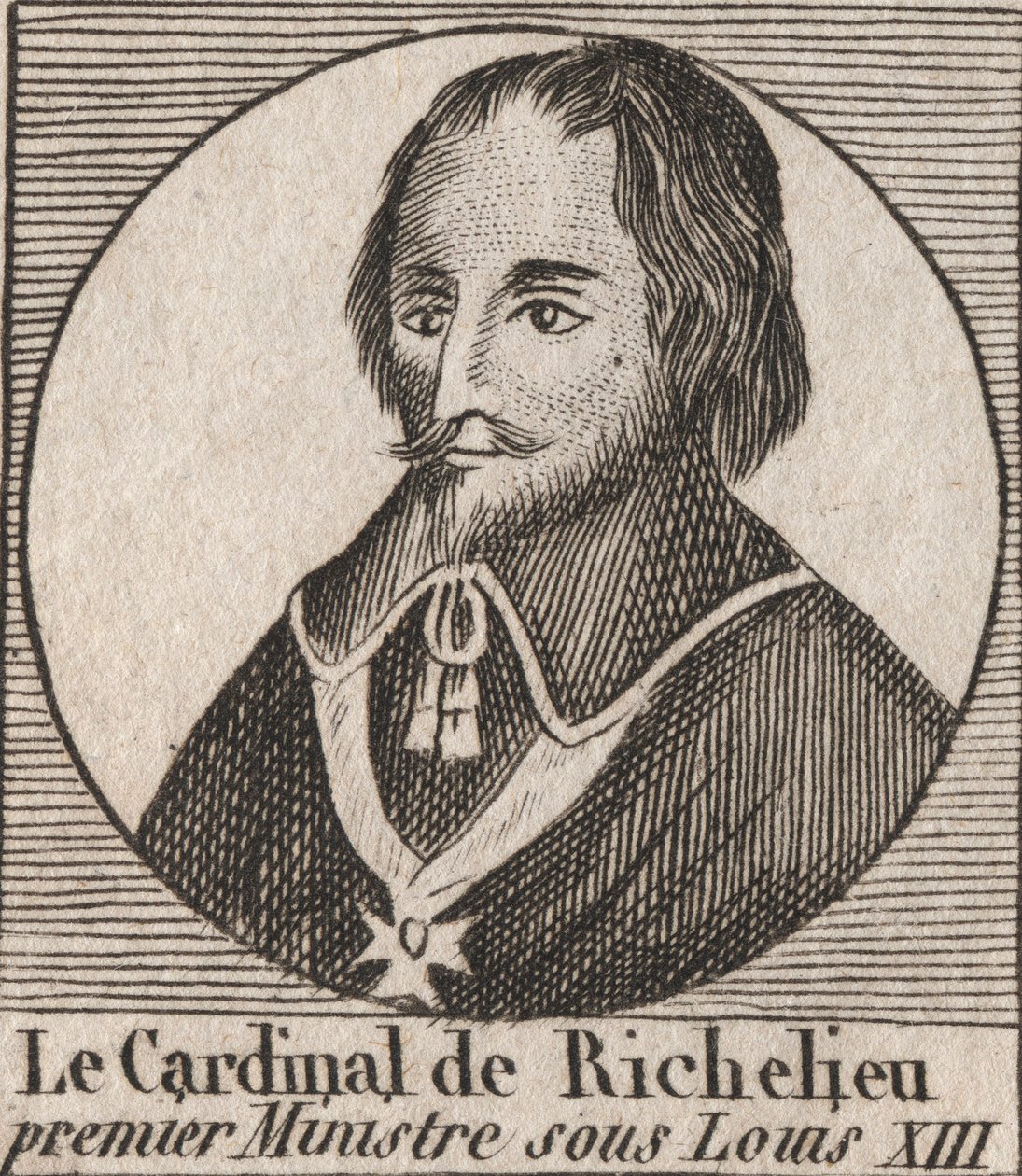 Ritratto di Armand Jean du Plessis de Richelieu (1585-1642), cardinale duca di Richelieu, ministro principale di Luigi XIII - incisione da 