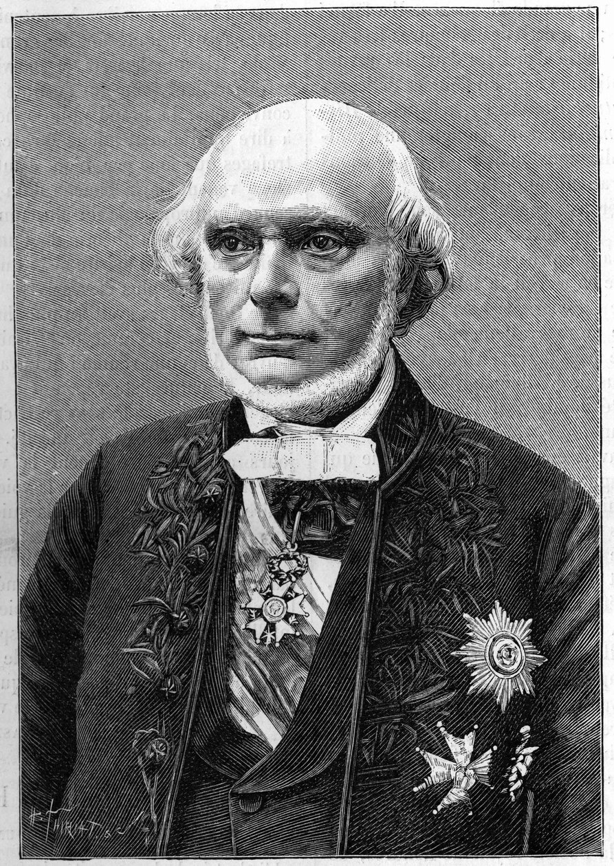 Ritratto di Armand de Quatrefages de Breau (1810-1892), naturalista e antropologo francese. (Da una fotografia di Charles Gallot). Incisione in "La Nature: revue des sciences et de leurs applications aux arts et a l