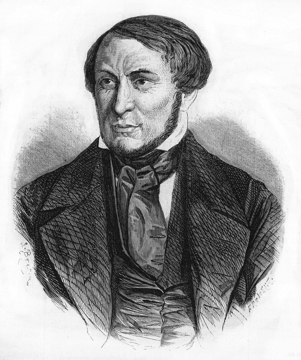 Ritratto di Auguste Barbier (1805-1882), scrittore francese. Incisione del 1870 da Unknown artist