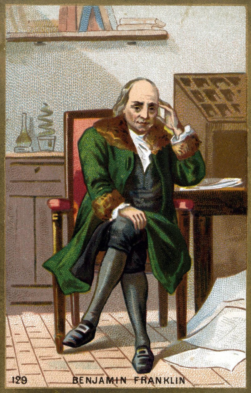 Ritratto di Benjamin Franklin (1706-1790). Cromolitografia della fine del XIX secolo. da Unknown artist