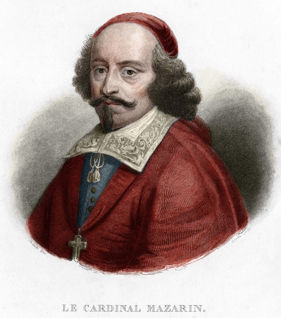 Ritratto del Cardinale Jules Mazarin (Giulio Raimondo Mazzarino) (1602-1661) incisione del 1854 da Unknown artist