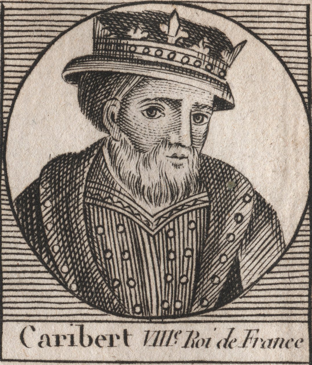 Ritratto di Cariberto, re dei Franchi (561-567) - Cariberto o Cariberto (m. 567) re dei Franchi - incisione da 