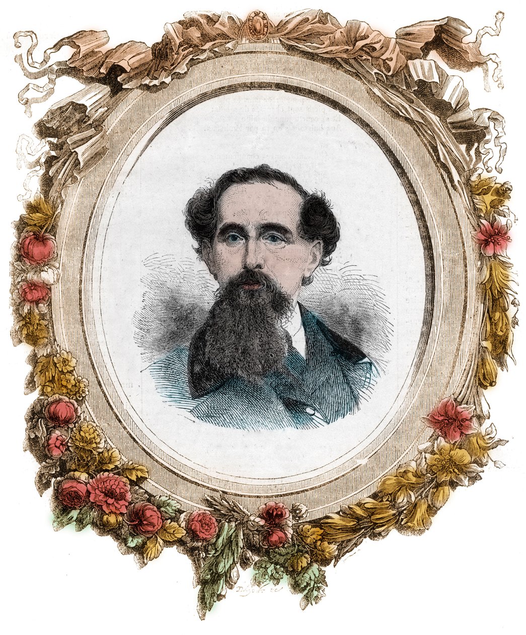 Ritratto di Charles Dickens (1812-1870) romanziere inglese, incisione da Unknown artist