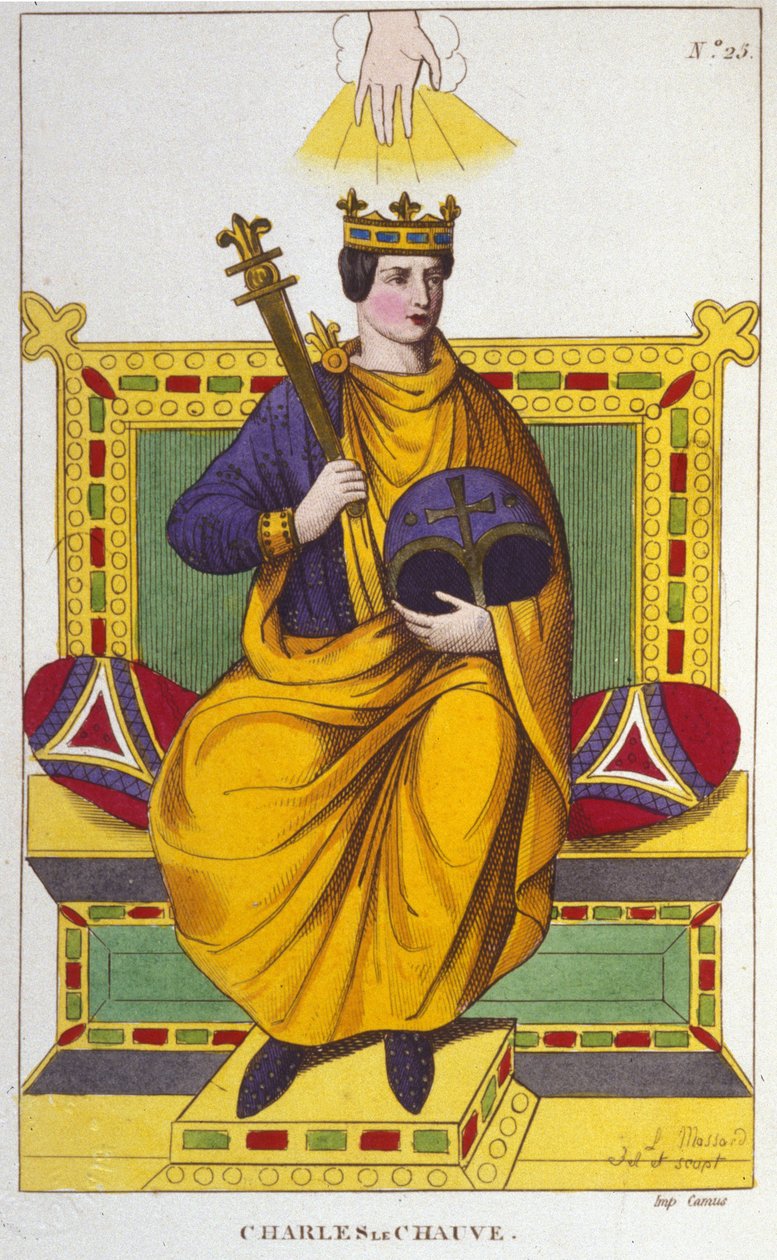Ritratto di Carlo II il Calvo (823 - 877), Re di Francia incisione del 1830 da Unknown artist