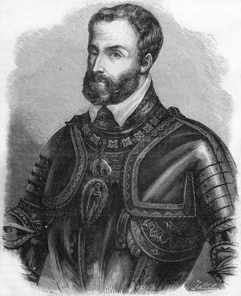 Ritratto di Carlo V (1500-1558), imperatore del Sacro Romano Impero dal 1519 al 1556. Incisione del XIX secolo. da Unknown artist